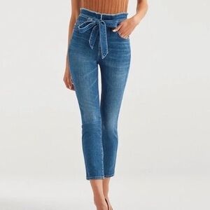 7 For All Mankind Women’s Paper-bag High Waist Jeans Sz 31 Stretch Ankle No Belt